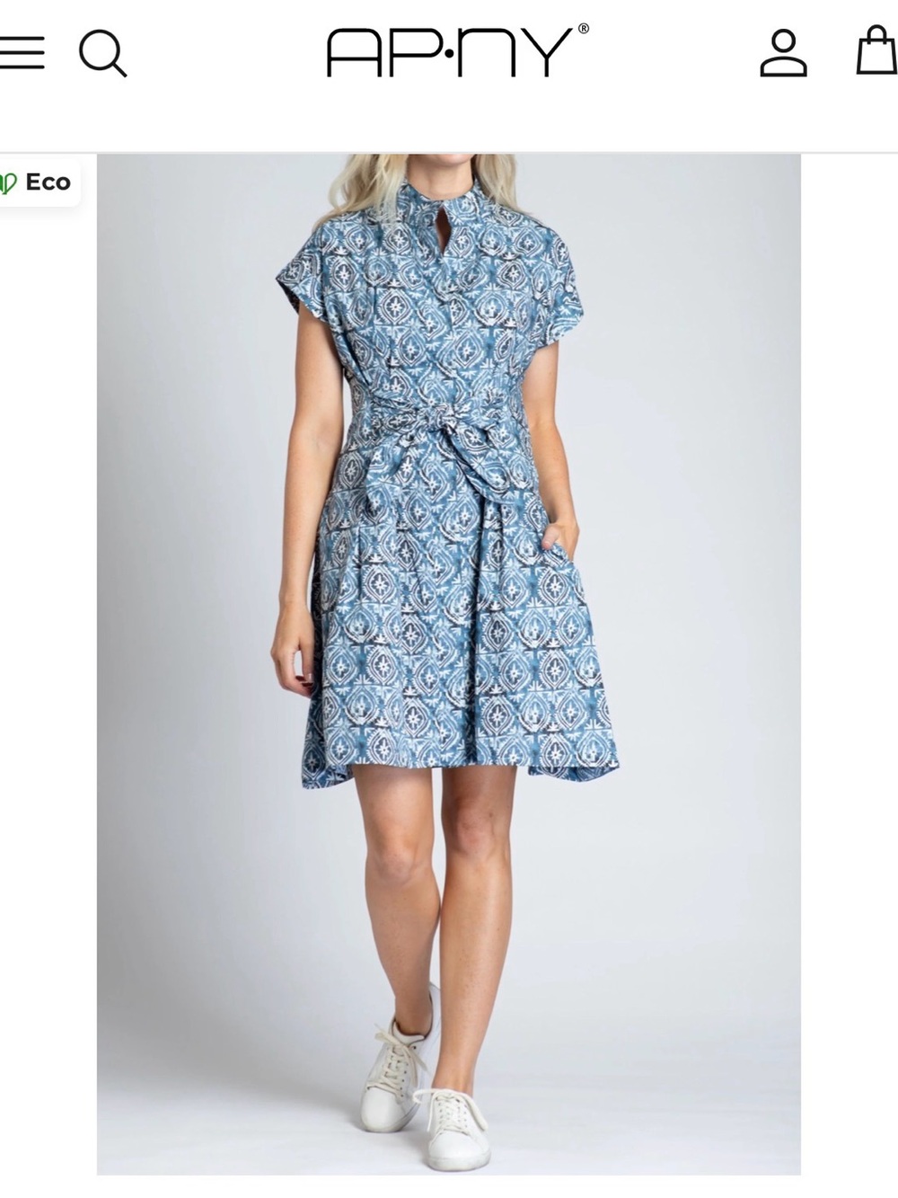 Apny shirt dress XS blue pattern